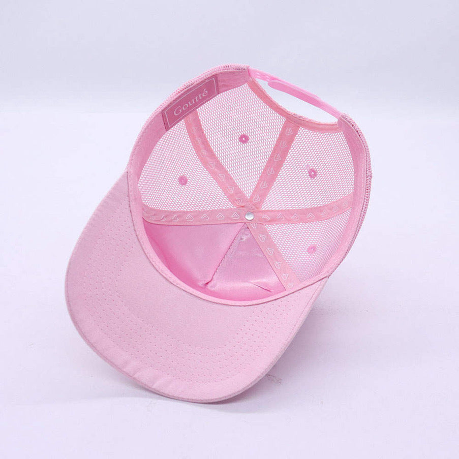 The Perfect Pink Suede Trucker Hat