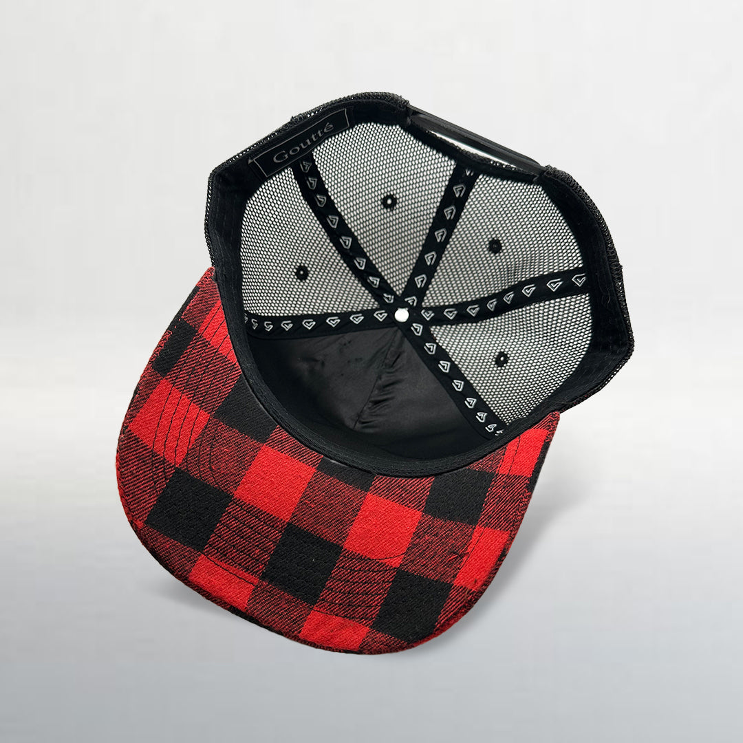 Red N Black Lumberjack Flannel Trucker Hat