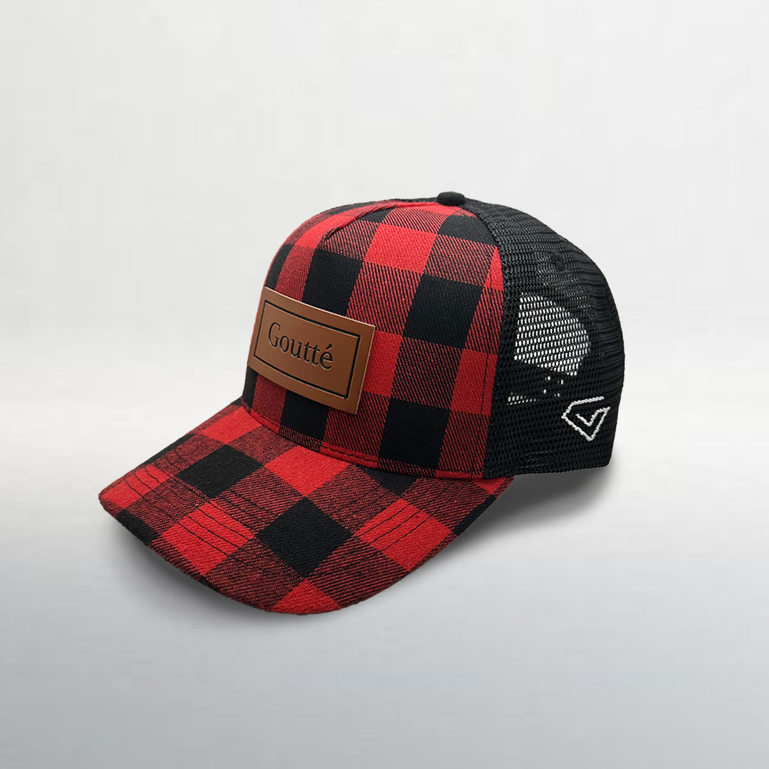 Red N Black Lumberjack Flannel Trucker Hat